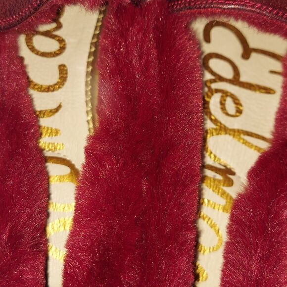 Sam Edelman Loraine Leather Faux Fur Burgundy Loafers - Picture 10 of 14